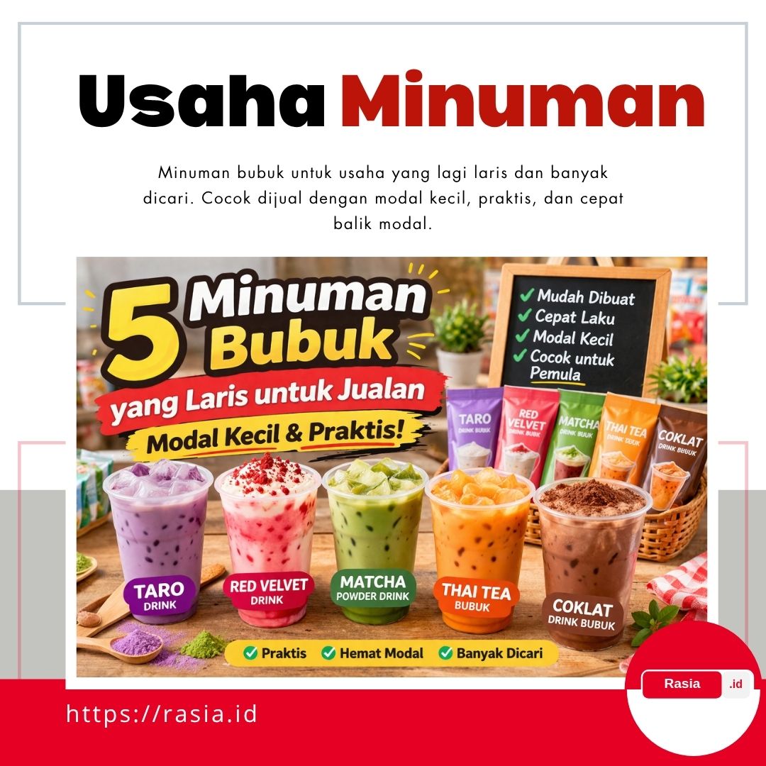 minuman bubuk untuk usaha seperti taro red velvet matcha dan coklat yang lagi laris dan cocok dijual