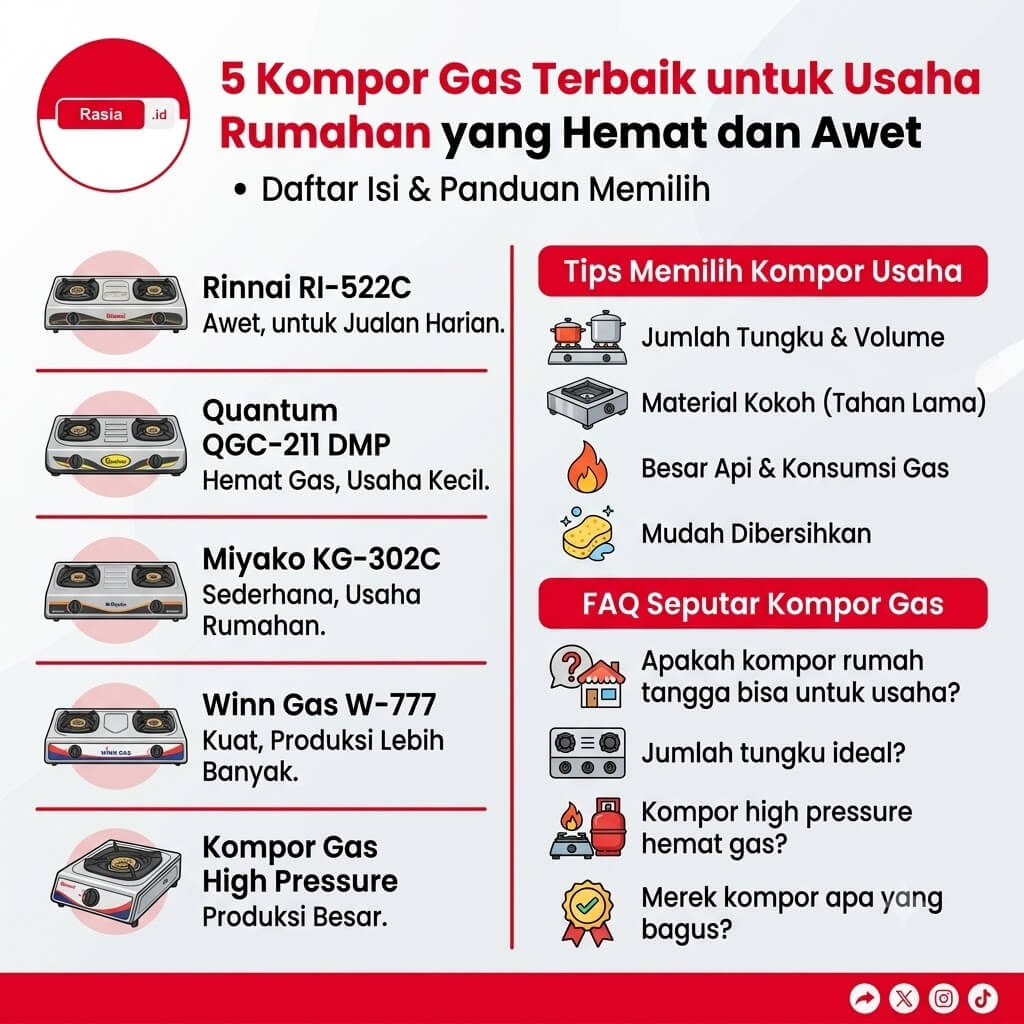 5 Kompor Gas untuk Usaha Rumahan Terbaik, Hemat dan Awet
