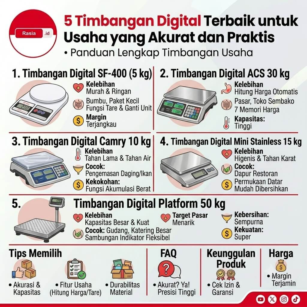 5 Timbangan Digital Terbaik untuk Usaha yang Akurat dan Praktis