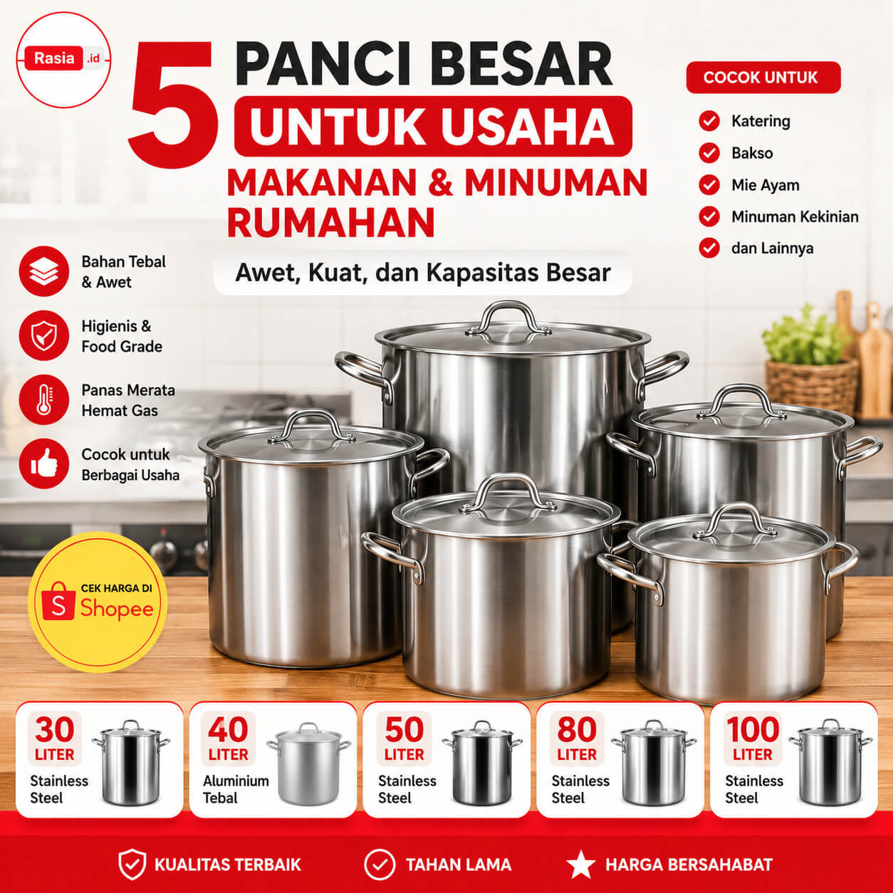 5 Panci Besar untuk Usaha Makanan dan Minuman Rumahan